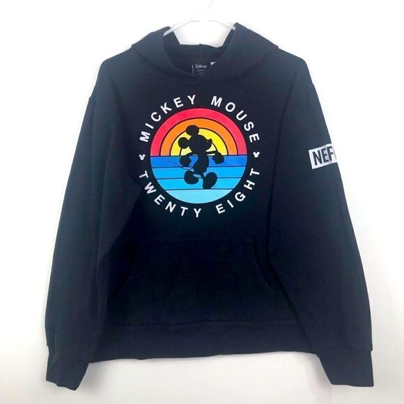 Disney Collection by Neff. Mickey Mouse Rainbow Graphic Black Hoodie - Picture 1 of 11
